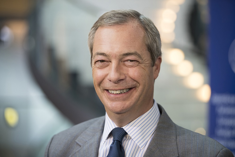 Nigel Farage, former leader of the U.K. Independence Party, seen before an interview at the European Parliament in Strasbourg, France, on Sept. 14. CREDIT: Bloomberg photo by Jasper Juinen