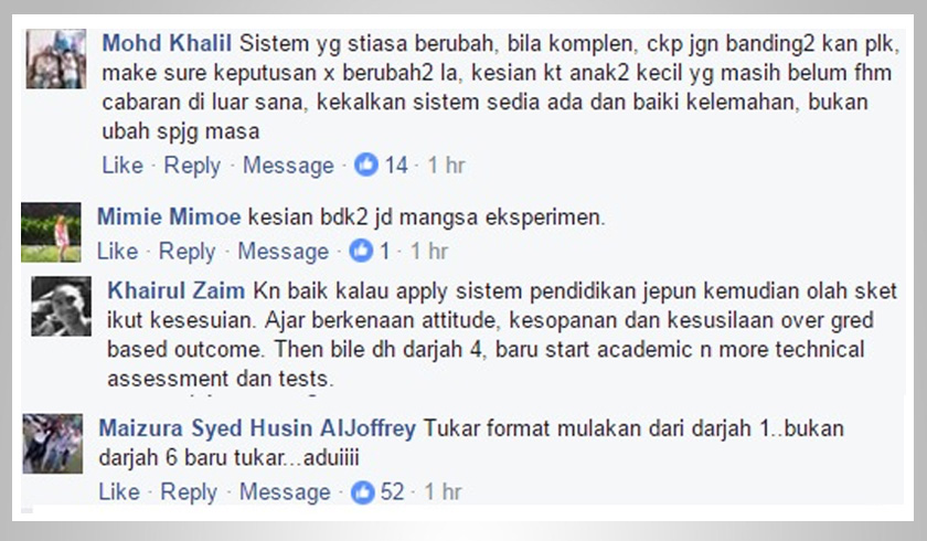 Antara reaksi di Facebook.