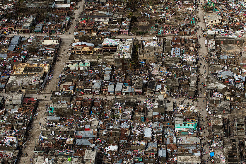 Damage is seen from the air along the west coast of Haiti on Oct 8, 2016. - Reuters