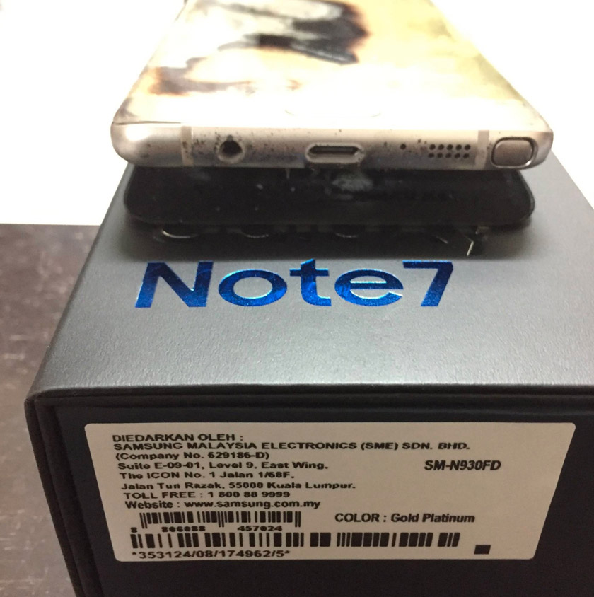 Note 7 milik Robson Ng yang meletup - Foto Facebook/Robson Ng