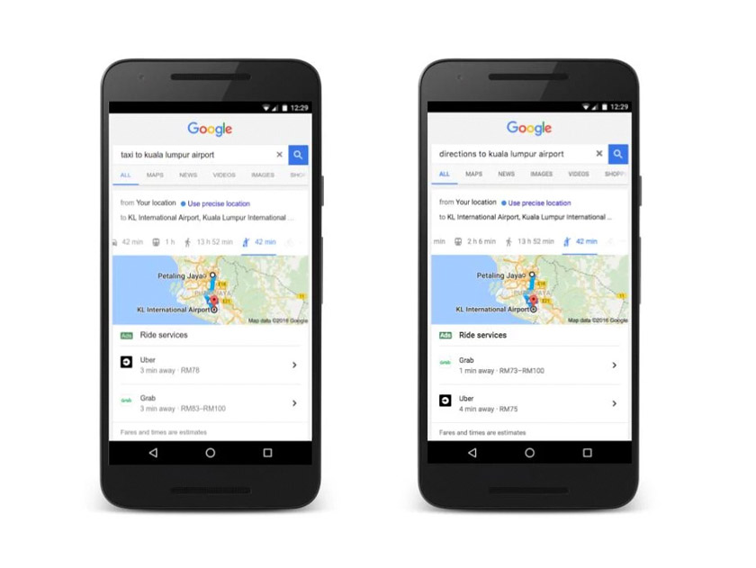   Selain memudahkan perancangan percutian anda, Google Search turut memperkenalkan ciri baharu, yang menyediakan maklumat perkhidmatan pengangkutan Uber atau Grab.