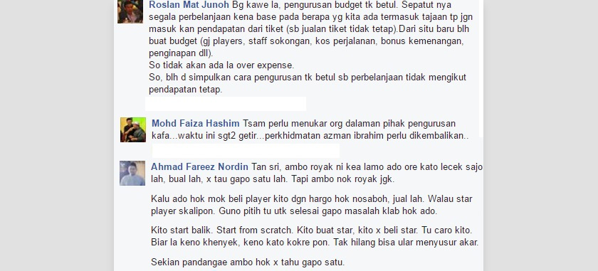 Antara komen penyokong.