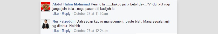 Antara komen penyokong.