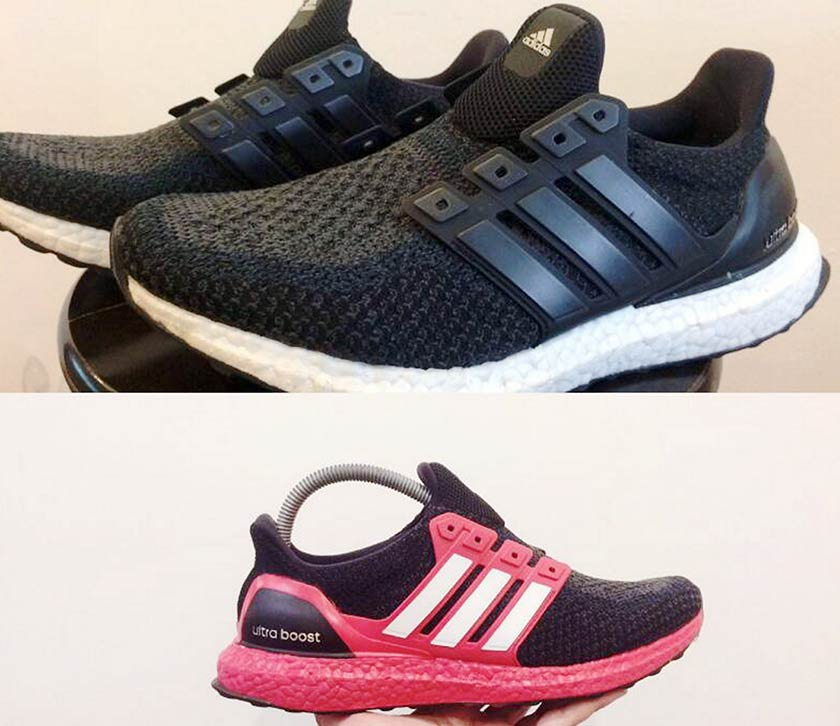  Antara rekaan menarik kasut berjenama Adidas, Nike dan Asics, yang diubah mengikut pilihan warna pelanggan. - Foto Bernama