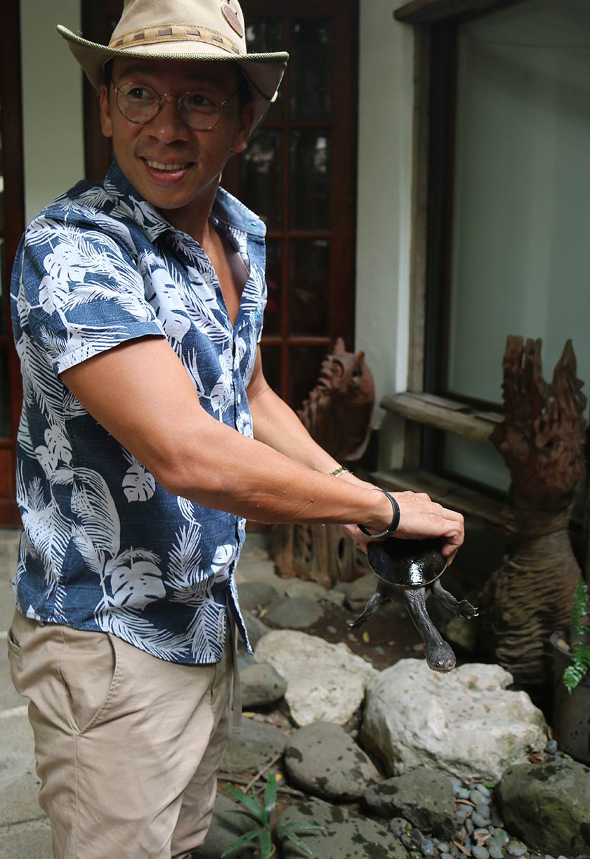 Kura-kura leher panjang adalah salah satu dari banyak spesies kura-kura langka yang Kuya Kim Atienza miliki dalam koleksinya.