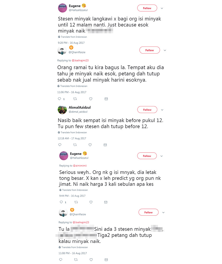 Ada netizen yang mendakwa terdapat stesen minyak yang menghentikan operasi sebaik mendapat maklum kenaikan harga baharu pasaran yang akan berkuatkuasa setiap Khamis. - Foto Twitter