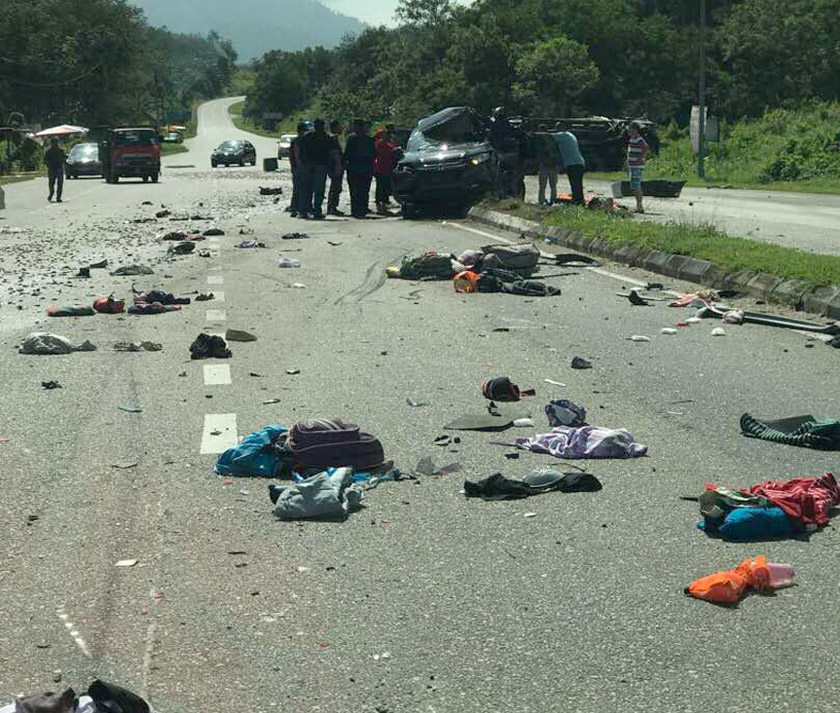 Honda HRV yang dinaiki kembar Muhd Hanif dan Nur Ain Hanifah bersama kakak mereka Nur Ain Hafizah. - Astro AWANI