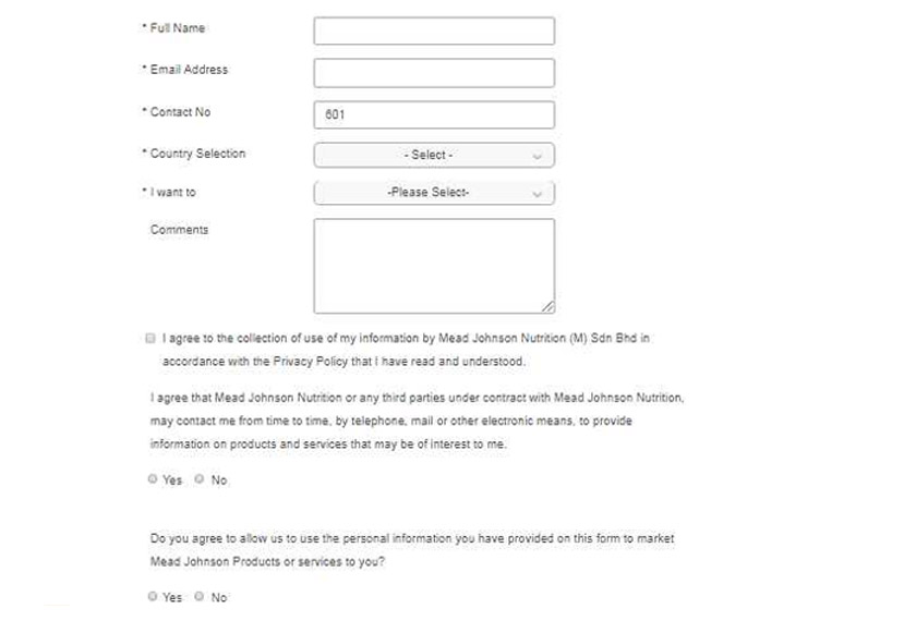 Ibu bapa yang was-was dengan produk susu jenama Mead Johnson yang dibeli boleh mengemukakan aduan langsung ke laman web syarikat itu. - Foto laman web Mead Johnson