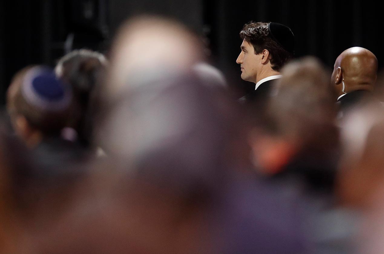 Trudeau attends the memorial service for Apotex pharmaceutical billionaire Barry Sherman and his wife Honey, days after what police called their suspicious deaths in Toronto, Ontario, Canada, Dec 21, 2017. - REUTERS