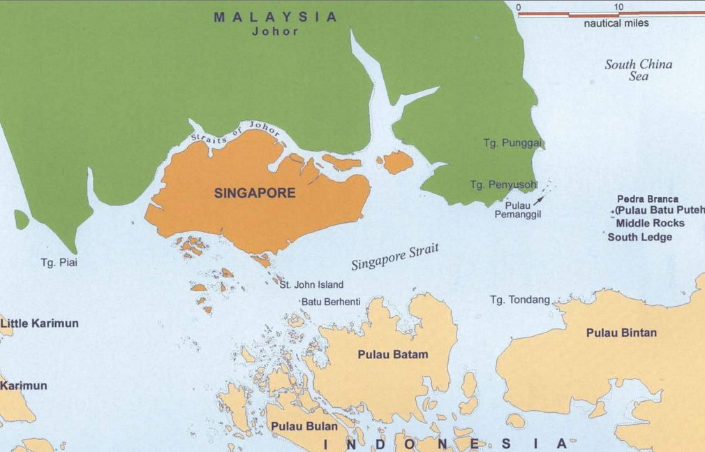 Peta menunjukkan kedudukan Pulau Batu Puteh yang menimbulkan pertikaian. - Gambar fail