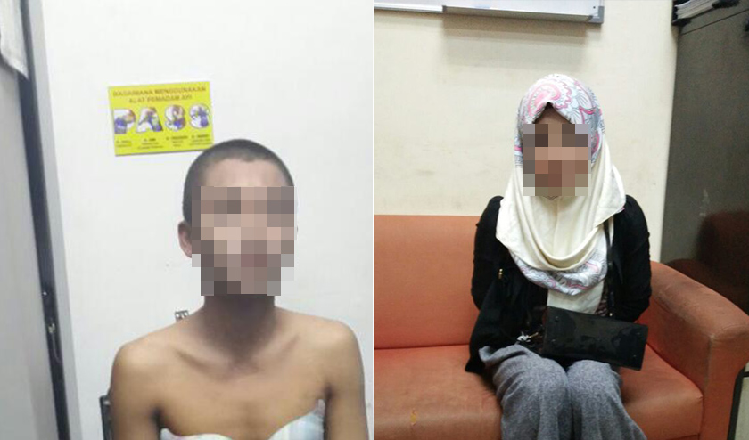 Suspek yang juga bekas babnduan ditahan ketika menyamar sebagai seorang wanita. - Foto PDRM