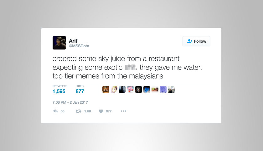 Status Arif di akaun Twitter miliknya.