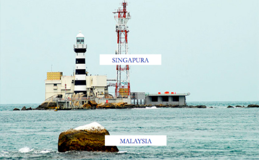 Jarak di antara Malaysia dan Singapura di kawasan Batu Puteh (Sumber: Rusli, 2014)