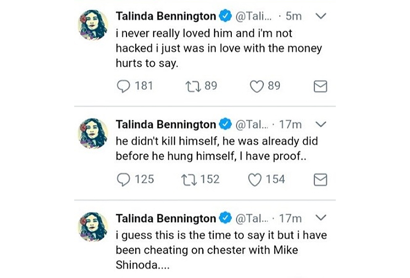 Status yang dimuat naik ke akaun Talinda dipercayai akibat digodam pihak tidak bertanggungjawab.