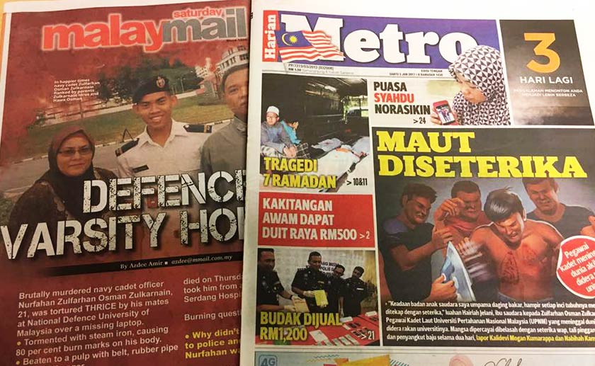 Harian Metro, The Malay Mail, Kosmo! dan New Straits Times antara yang memilih untuk memaparkan kesengsaraan yang terpaksa dilalui Zulfarhan Osman Zulkarnain, 21, di saat-saat akhir hidupnya.