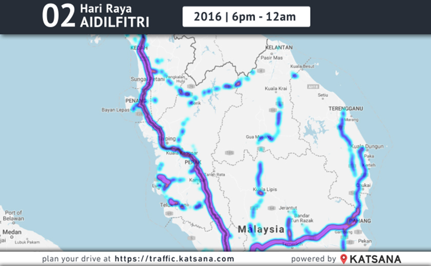 Trafik di Lebuhraya PLUS menuju utara dijangka lancar pada waktu malam, namun sedikit sesak dari simpang keluar Batu Gajah hingga Taiping.  