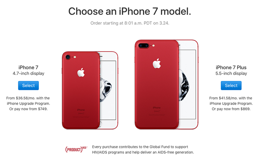 iPhone (PRODUCT)RED ini akan mula dijual pada 24 Mac ini bermula dengan harga AS$749 (RM 3,319).