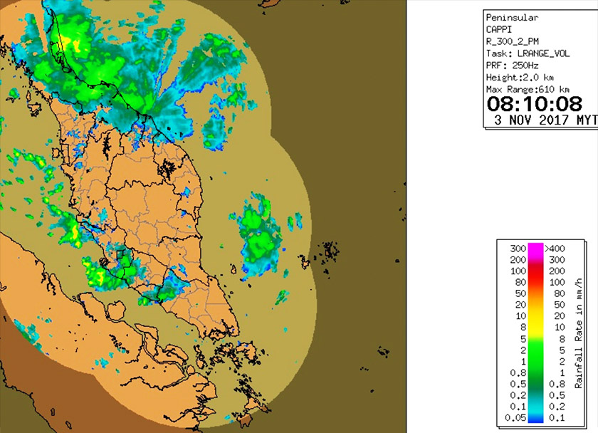 The cyclone that struck Penang could be seen making landfall on the east coast of southern Thailand on Friday morning.