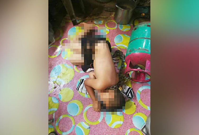 Kanak-kanak 10 tahun dirantai pada tong gas oleh bapanya kerana enggan ke sekolah.