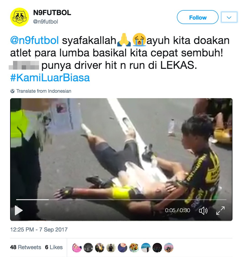 Antara gambar dan video mengenai kemalangan tersebut yang tersebar di media sosial. - Twitter / @n9futbol