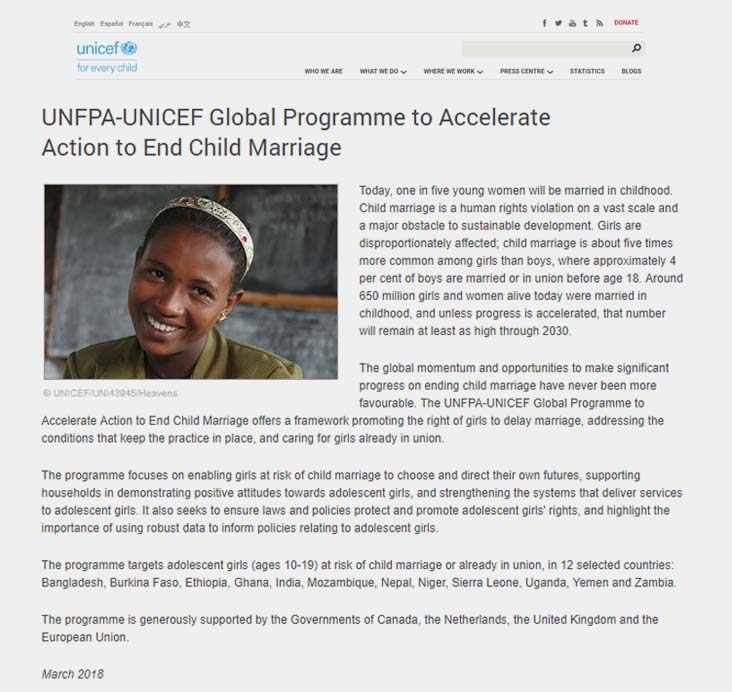 Perkahwinan bawah umur merupakan satu pencabulan hak asasi manusia -@UNICEF