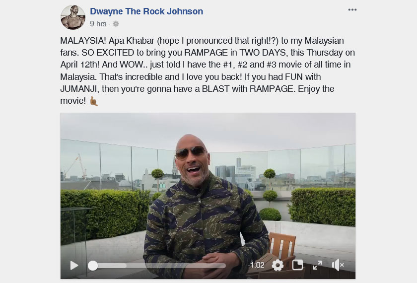 Sumber: Facebook/Dwayne The Rock Johnson