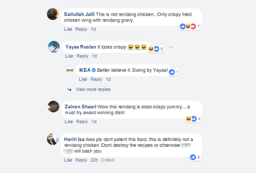 Menu tersebut mengundang pelbagai komen. Sumber: Facebook/@IKEAMalaysia
