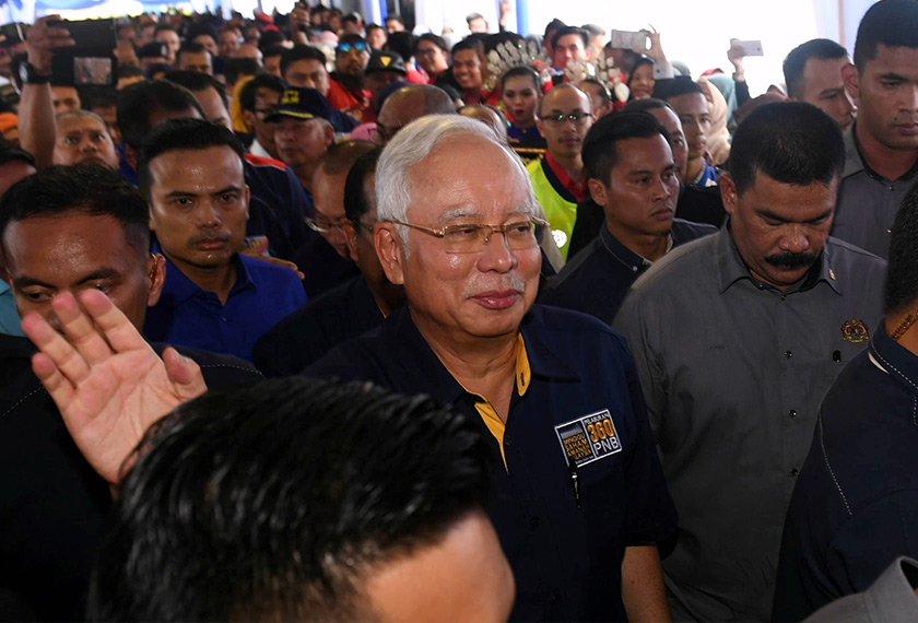 Perdana Menteri Datuk Seri Najib Tun Razak ketika hadir bagi merasmikan Minggu Saham Amanah Malaysia (MSAM) 2018 di Stadium Batu Pahat hari ini.