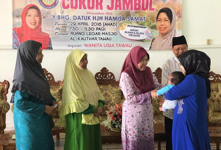 Datuk Hamisa Samat ditemui selepas Majlis Cukur Jambul ajuran Wanita Usia Tawau di sini, hari ini. Foto: Astro AWANI.