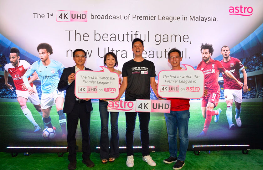 Ketua Bahagian Sukan Astro, Lee Choong Khay bersama rakan niaga dari Sharp Electronics (Malaysia) Sdn Bhd, Restoran Souled Out dan Samsung Electronics.