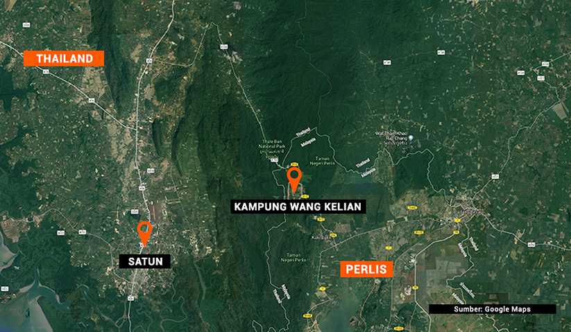 Lokasi Kampung Wang Kelian dan Satun. -Google Maps