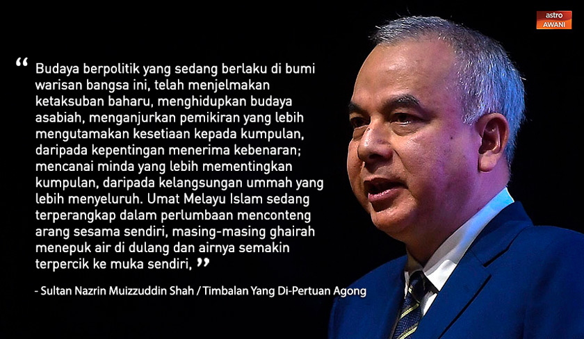 Ini reaksi Timbalan Yang Di Pertuan Agong, Sultan Nazrin Muizzuddin Shah.