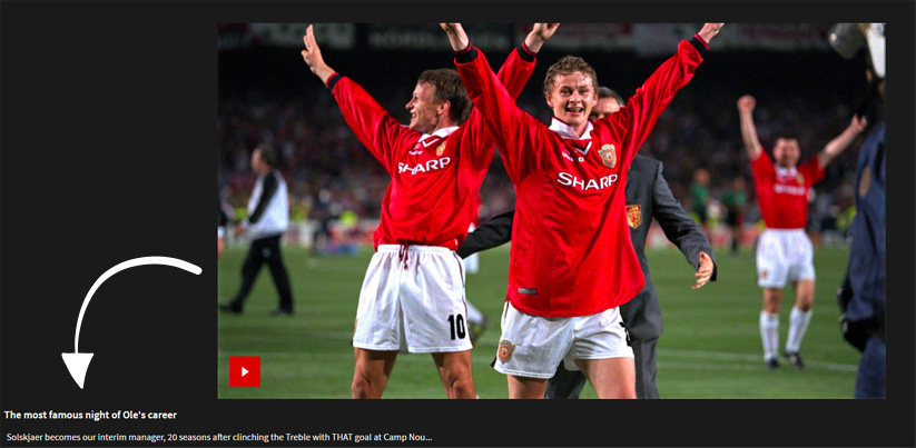 Inilah video beserta kapsyen yang 'terlepas' ke laman web rasmi Manchester United. - Gambar manutd.com