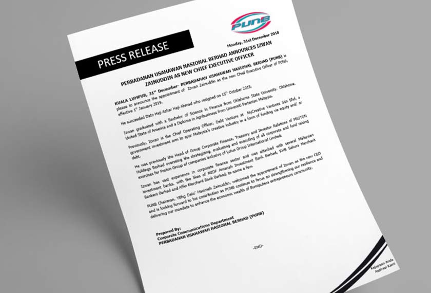PUNB dalam satu kenyataan pada Isnin berkata pelantikan Izwan adalah bagi menggantikan Datuk Azhar Haji Ahmad yang meletak jawatan pada 15 Okt 2018.