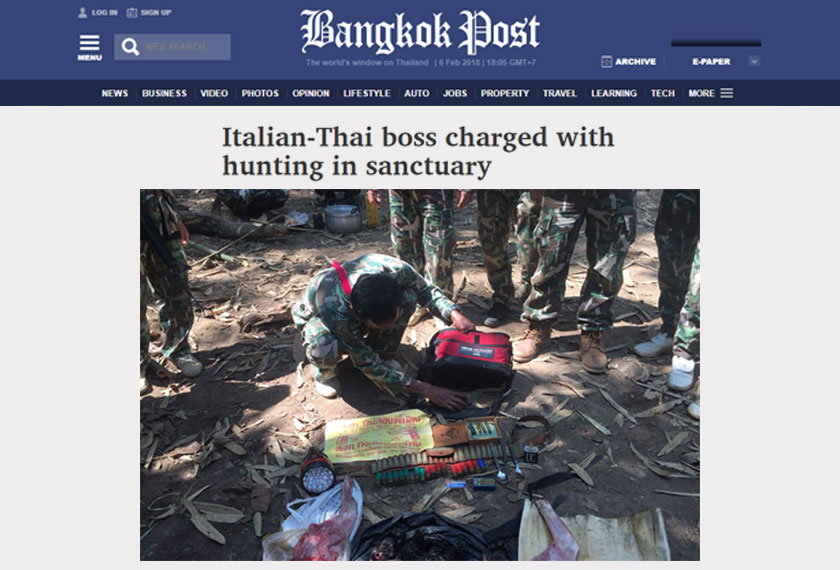 Premchai ditahan bersama beberapa bangkai haiwan terlindung yang sudah menjadi korbannya. - Bangkok Post