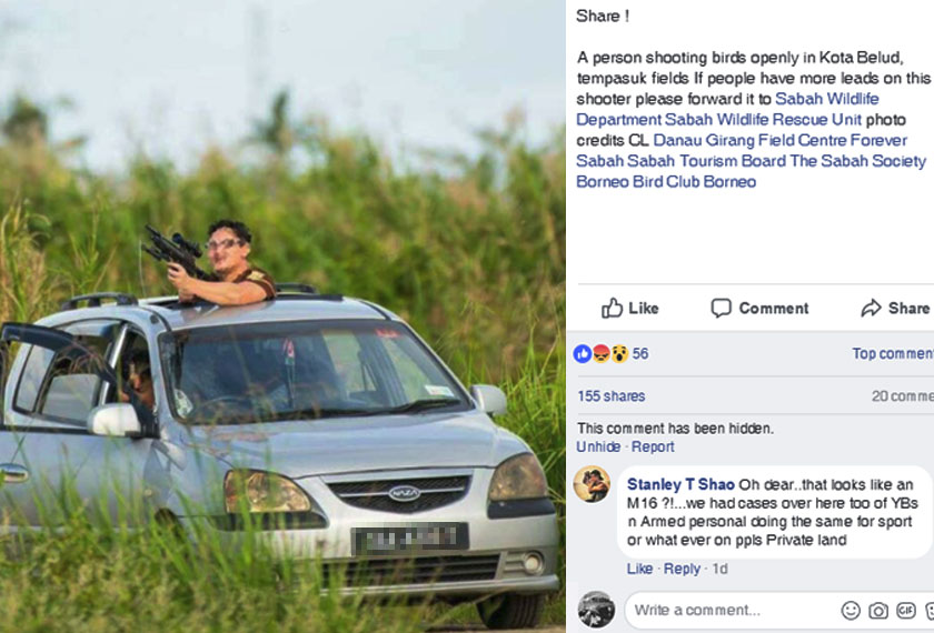 Foto suspek yang sedang memburu di sebuah lokasi dan ditularkan di Facebook.