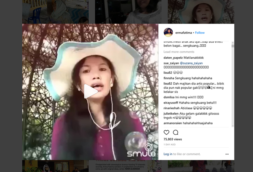 Pembantu rumah Erma Fatima kantoi ‘bersmule’ ketika Erma tiada di rumah. -Foto Instagram /Erma Fatima