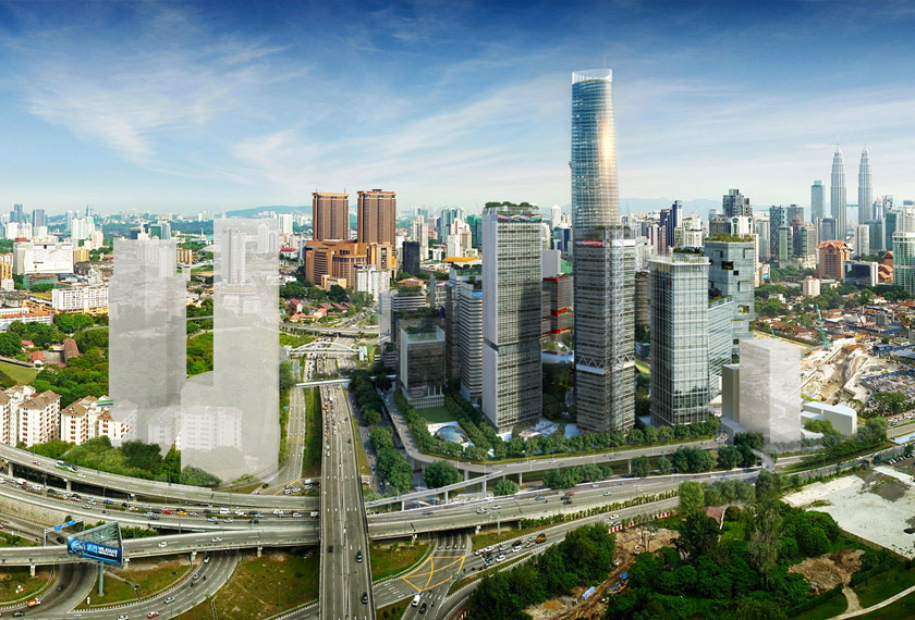 Ilustrasi artis Tun Razak Exchange apabila siap sepenuhnya pada 2030. - Sumber: TRX