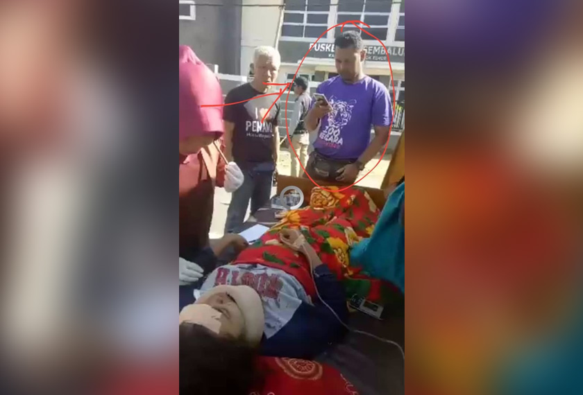 Kelibat Khairul yang dirakamkan sewaktu kejadian gempa bumi berlaku di Pulau Lombok, Indonesia. -Gambar fail
