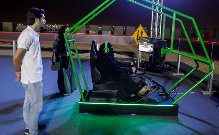 A Saudi woman attends a driving awareness campaign in Jeddah, Saudi Arabia on June 21, 2018. - REUTERS