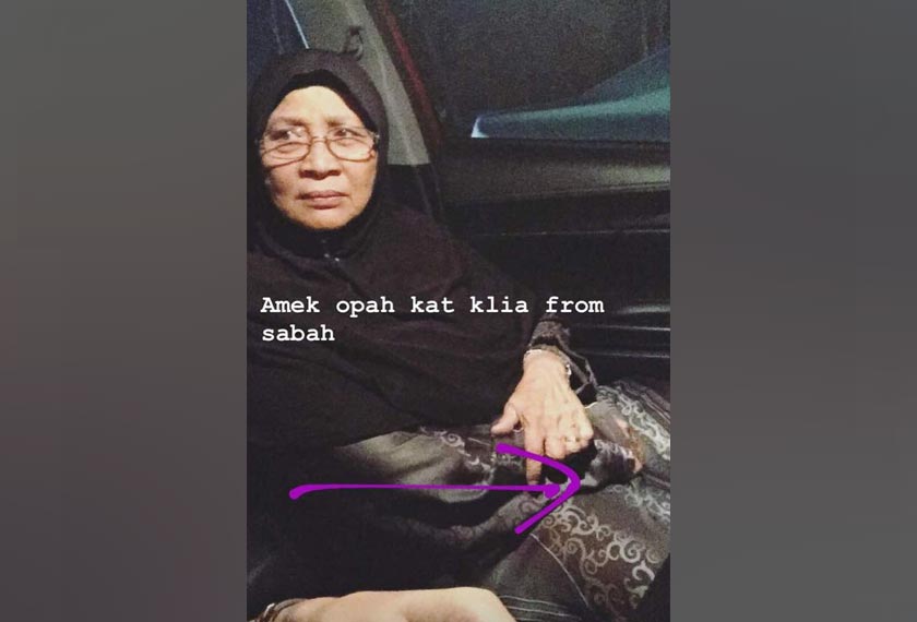 Syafiq menjemput neneknya dari Lapangan Terbang Kuala Lumpur (KLIA).