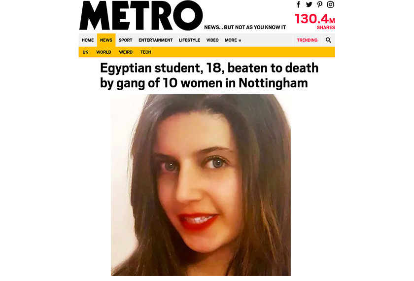 Serangan kedua terhadap Mariam akhirnya meragut nyawa pelajar berusia 18 tahun itu - Foto metro.co.uk