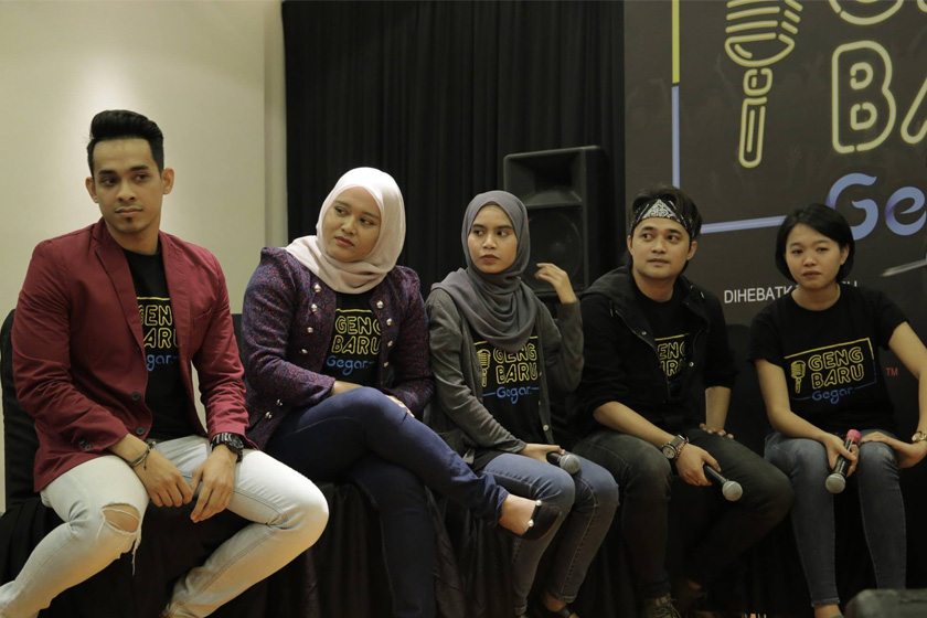 Finalis pencarian Geng Baru Gegar dari kiri; Agam, Syera, Aishah, Syadi, Scha
