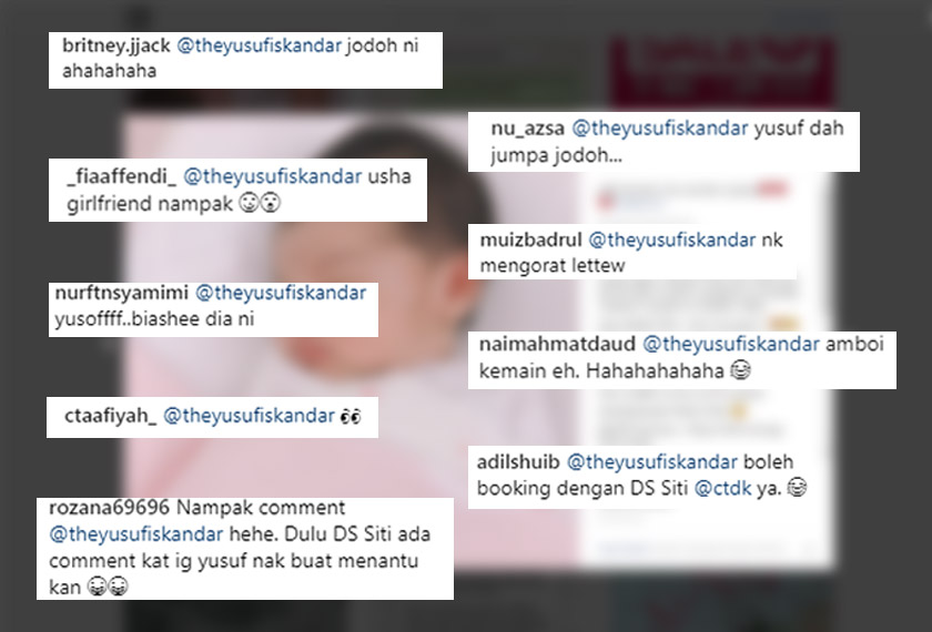 Rata-rata netizen memberi 'sokongan' kepada Yusof sambil menyifatkan Siti Aafiyah 'jodoh' putera sulung Hanis Zalikha dan Hairul Azreen itu.