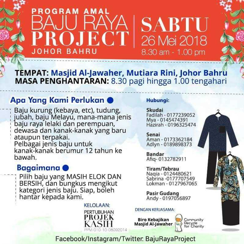 Buat warga JB, sumbangan anda boleh dihantar ke Masjid Al-Jawaher, Mutiara Rini, Johor Bahru