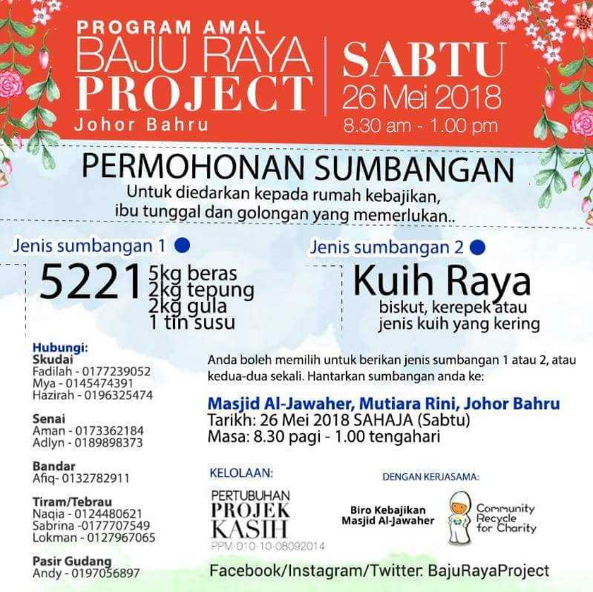 Buat warga JB, sumbangan anda boleh dihantar ke Masjid Al-Jawaher, Mutiara Rini, Johor Bahru