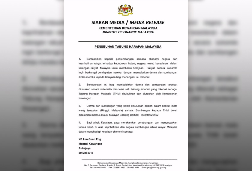 Sumbangan kepada tabung tersebut boleh disalurkan melalui akaun Maybank 566010626452 atas nama Jabatan Akauntan Negara.