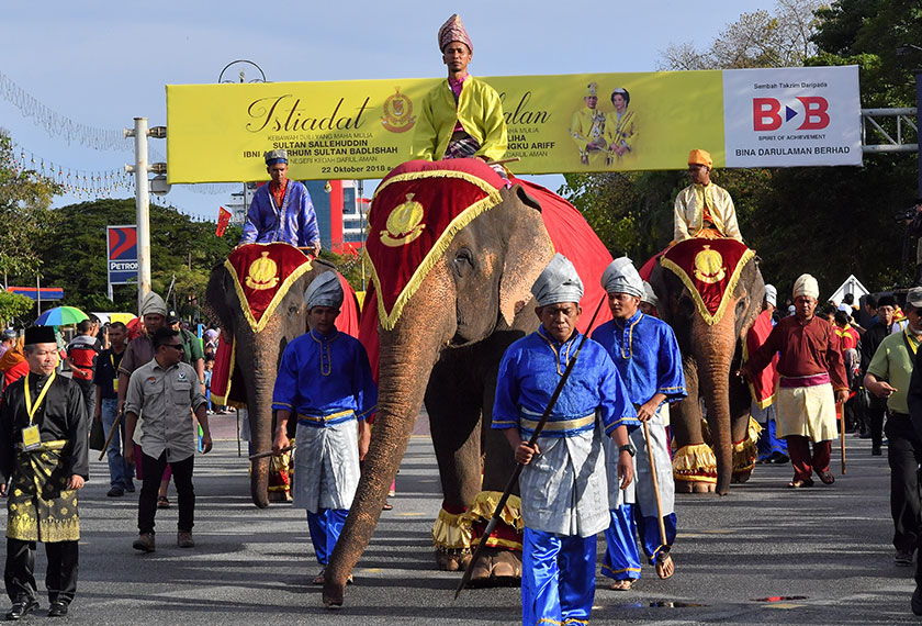 Pasukan bergajah menyerikan perarakan bersejarah itu - Foto BERNAMA