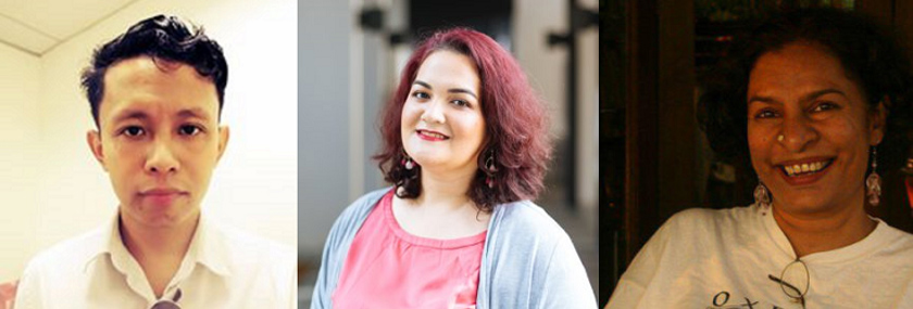 (Dari kiri) Lokman Hakim, Adriana Nordin Manan dan Saras Manickam.