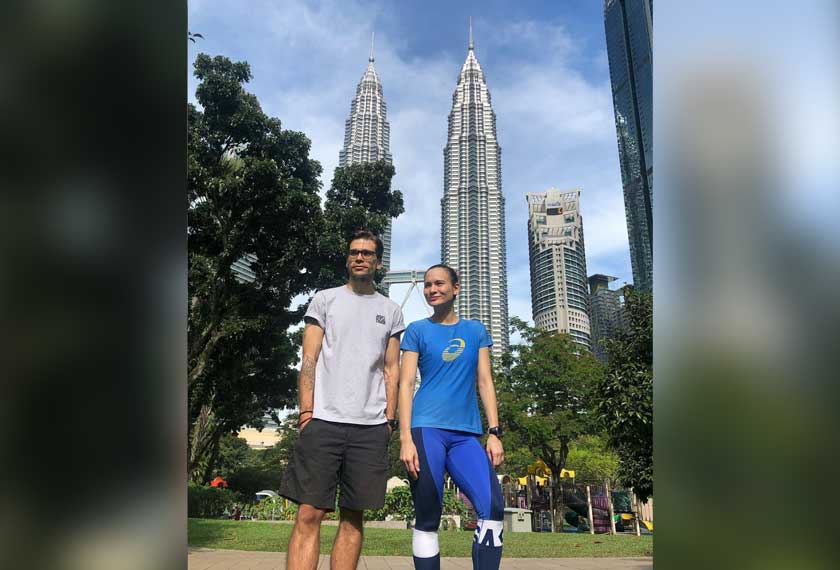 Aishah Sinclair bersama Chevy Rough pada sesi latihan pertama di KLCC.